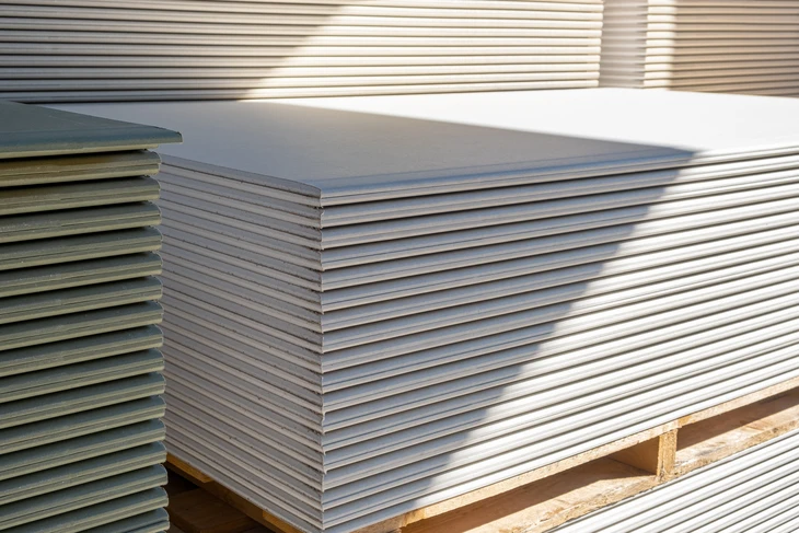 La pile du panneau standard en Gypse à paroi sèche BLANCHE