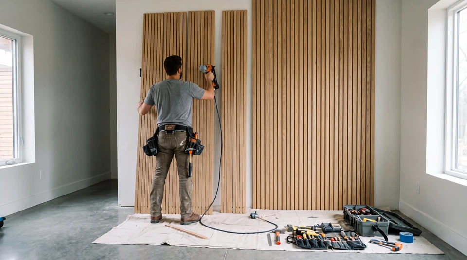 Motif tridimensionnel vertical harmonieux de panneaux muraux modernes avec des lattes verticales en bois pour un mur